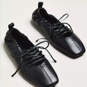 Rag and Bone Sophia Lace-Up Leather Flats 37